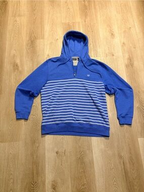 Chaps Blue & White Striped Jacket Size XL Quarter Zip Fall Skater Baggy Hoodie